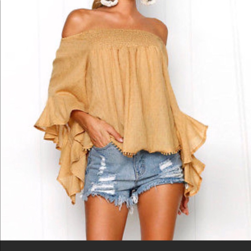 Yellow off the shoulder blouse - Picture 2 of 6